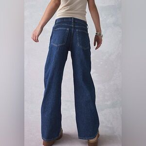 BDG Urban Outfitters Wide-Leg Dark Blue Denim Jeans Pinstriped